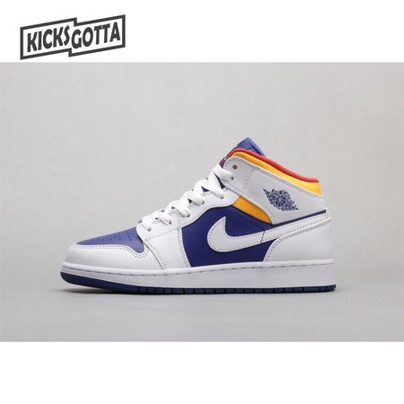 Air Jordan 1 Mid White Laser Orange Deep Royal Blue 36-40