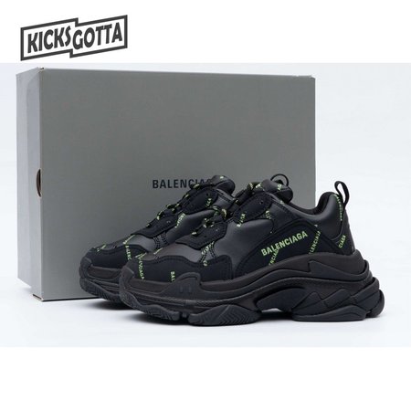 Balenciaga Triple S Allover Logo Black Green(W) SIZE: 35-45