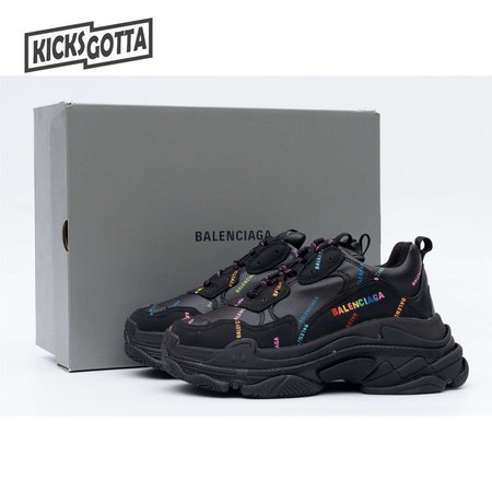 Balenciaga Triple S Allover Logo Black Rainbow (W) SIZE: 35-45