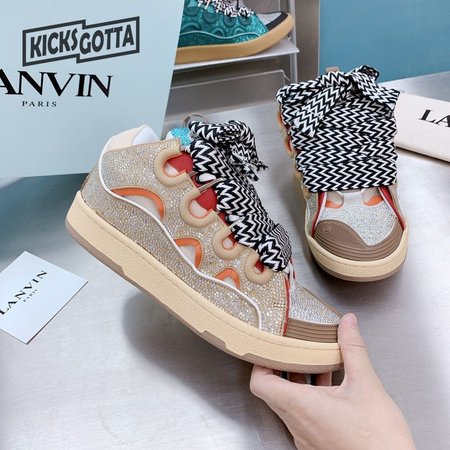 LANVIN Curb sneakers in Leather and strass beige STRA-H2105 Size 35-45